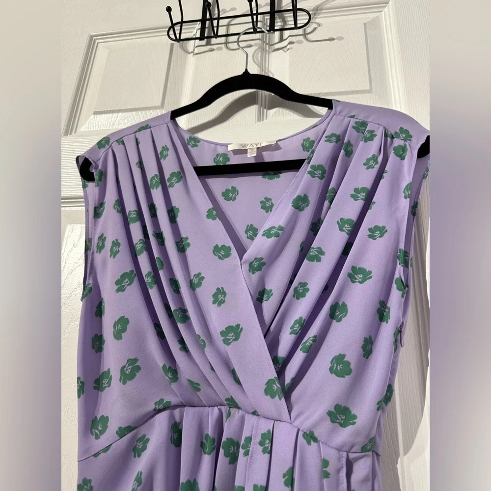 WAYF Purple Asymmetrical Wrap Blouse Cap Sleeve (XS) - Picture 7 of 16